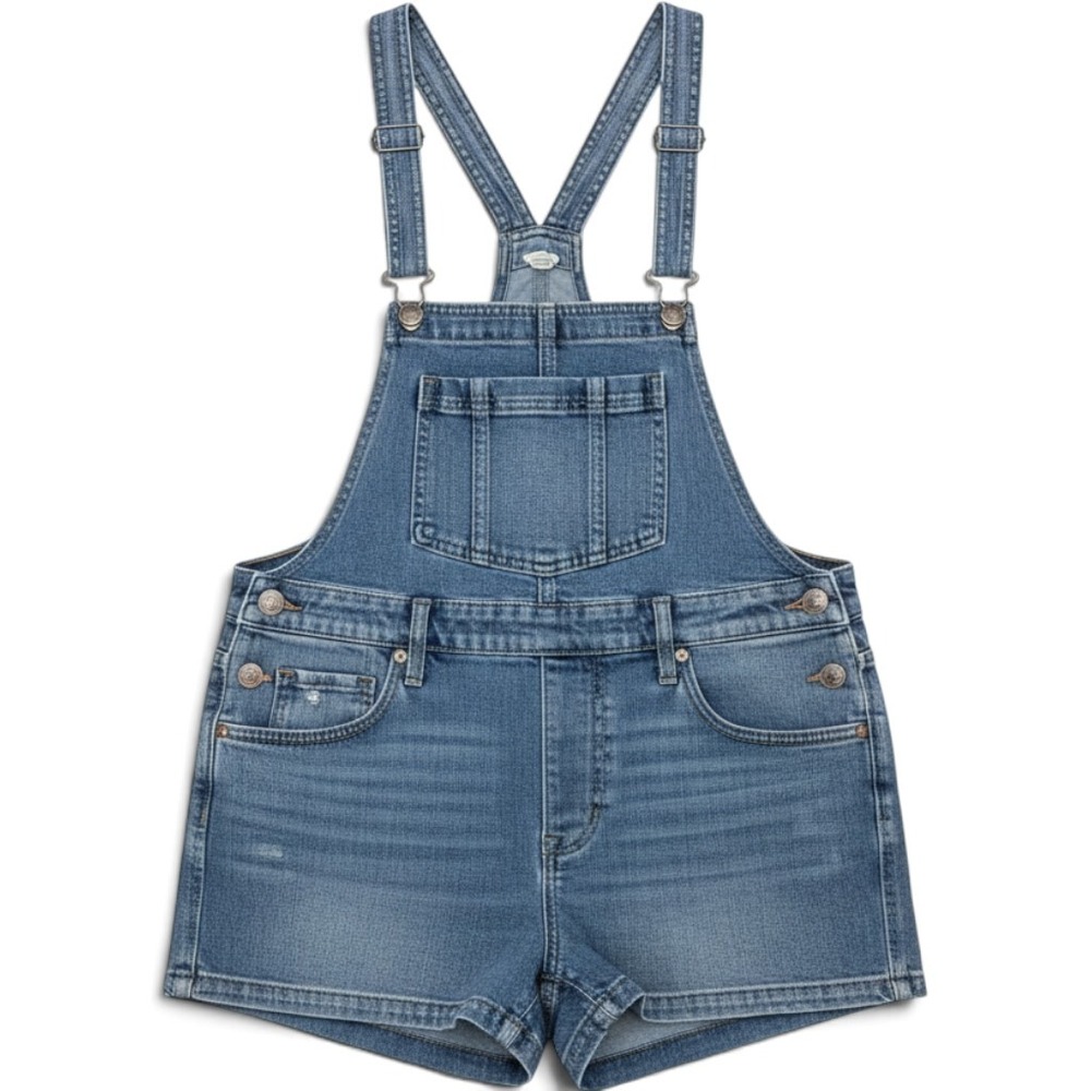 Aerie Womens Denim Shortalls Overalls Floral Embroidered Small Y2K Festival Boho